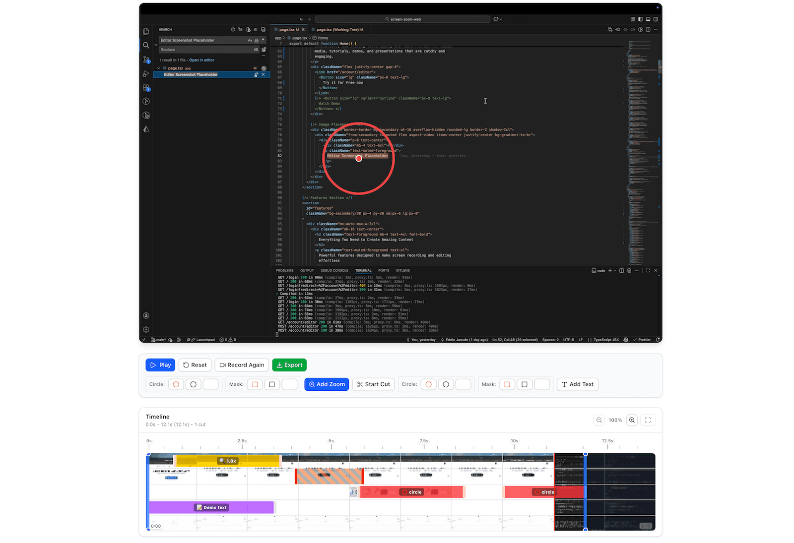 ScreenZoom Editor Interface Demo